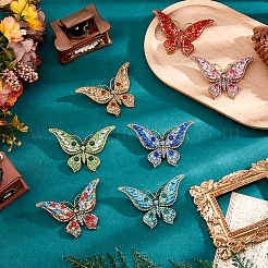 7Pcs 7 Colors Alloy Rhinestone Brooch&nbsp;JEWB-FH0001-65