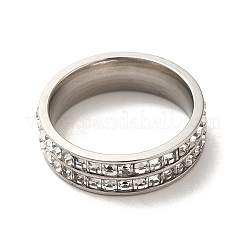 304 Stainless Steel Finger Ring with Cubic Zirconia&nbsp;RJEW-Z029-01P