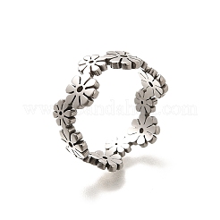 201 Stainless Steel Daisy Finger Ring for Women&nbsp;RJEW-A053-01P