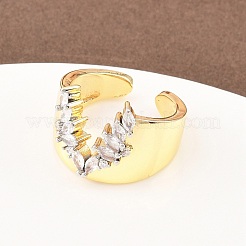 Brass Micro Pave Cubic Zirconia Cuff Rings&nbsp;RJEW-D333-04B-G