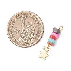 Nuggets Dyed Natural Freshwater Shell Beads with Alloy Star Pendants&nbsp;PALLOY-JF05030