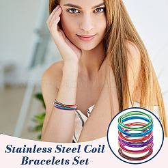 48Pcs 12 Colors Carbon Steel Wire Spring Chains Stretch Bracelet&nbsp;BJEW-GA0001-12