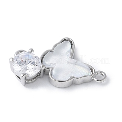 Brass Micro Pave Cubic Zirconia and Glass Connector Charms&nbsp;KK-F892-48P