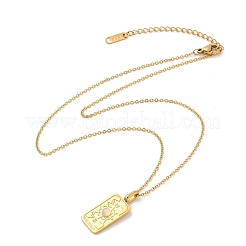 304 Stainless Steel Pave Opalite Rectangle Pendant Necklaces for Women Men&nbsp;NJEW-R018-05G-02