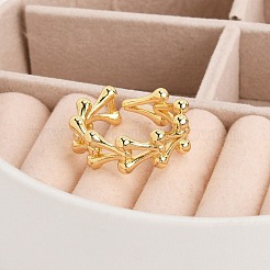 Rack Plating Brass Cuff Rings for Women&nbsp;RJEW-M028-115G