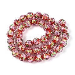 Handmade Foil Glass Beads Strands&nbsp;FOIL-N033-04E