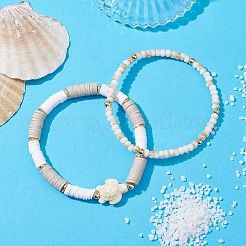 2Pcs 2 Style Synthetic Turquoise Sea Turtle & Seed Beaded Stretch Bracelets Set&nbsp;BJEW-JB09836