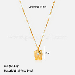304 Stainless Steel Pave Clear Cubic Zirconia Pendant Necklaces&nbsp;WG4C9E8-02