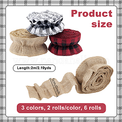 6 Rolls 3 Styles Burlap & Polyester Ribbon&nbsp;OCOR-GA0002-34