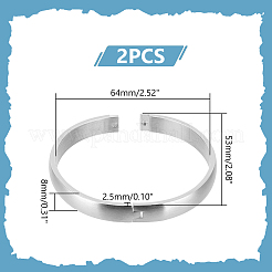 2Pcs 304 Stainless Steel Plain Bangles&nbsp;BJEW-UN0001-50