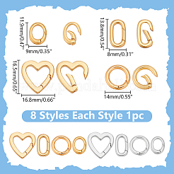 8Pcs 8 Styles Brass Spring Gate Rings&nbsp;KK-WR0001-81