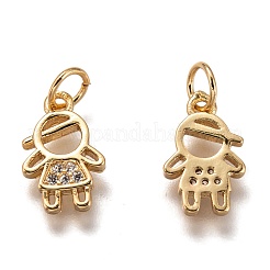 Brass Micro Pave Clear Cubic Zirconia Charms&nbsp;ZIRC-B002-65G