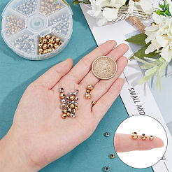  300Pcs 6 Styles Round PVD Vacuum Plating 304 Stainless Steel Beads&nbsp;STAS-UN0026-43
