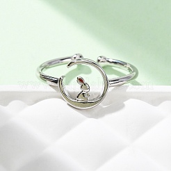Brass Enamel Adjustable Open Cuff Rings for Women&nbsp;LS-RJEW-U058-04P