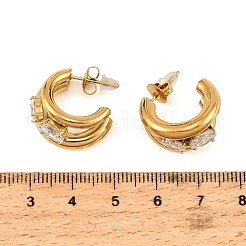 304 Stainless Steel Micro Pave Cubic Zirconia Stud Earrings for Women&nbsp;SA-CBAABBA-03G