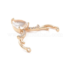 Brass Pave Clear Cubic Zirconia Connector Charms&nbsp;ZIRC-K088-18KCG