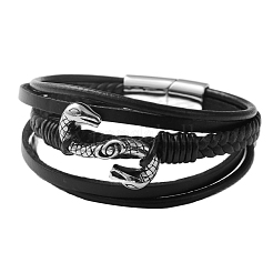Leather Cords Multi-strand Bracelets with Magnetic Clasp&nbsp;PW-WG89659-01
