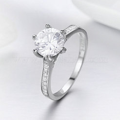 Anti-Tarnish Rhodium Plated 925 Sterling Silver Couple Rings&nbsp;RJEW-FF0007-20P-16mm