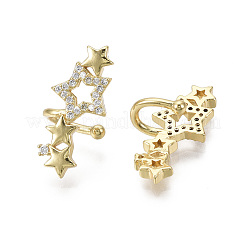 Brass Micro Pave Clear Cubic Zirconia Cuff Earrings&nbsp;X-EJEW-R114-020G-NF