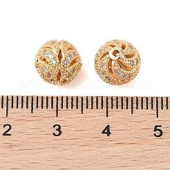 Brass Micro Pave Clear Cubic Zirconia Beads&nbsp;KK-B100-025G