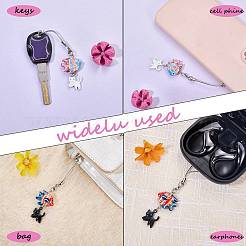 2Pcs Alloy Enamel & Handmade Porcelain Fish Cat Shape Mobile Straps&nbsp;HJEW-SW00271-02