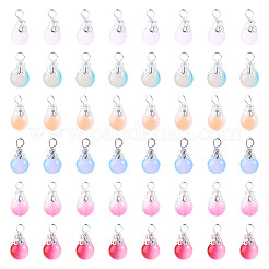 60Pcs 6 Colors Glass Pendants&nbsp;PALLOY-TAC0301