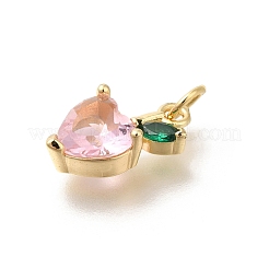Heart with Leaf Brass Pendants&nbsp;KK-M295-02G