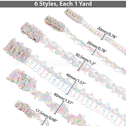 6 Yards 6 Styles Flower Polyester Lace Ribbon&nbsp;OCOR-WR0002-11