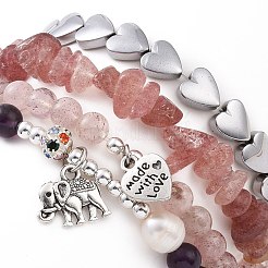 4Pcs Natural & Synthetic Gemstone Stretch Bracelet Sets&nbsp;BJEW-JB08946