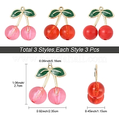 9Pcs 3 Styles Acrylic & Alloy Enamel Pendants&nbsp;ENAM-FS0004-72