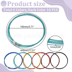 60Pcs 6 Colors Stainless Steel Wire Necklace Cord DIY Jewelry Making&nbsp;TWIR-UN0001-13A