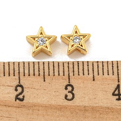Brass Micro Pave Clear Cubic Zirconia Beads&nbsp;KK-B096-22G