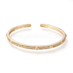 Brass Micro Pave Clear Cubic Zirconia Cuff Bangles&nbsp;BJEW-F411-05G