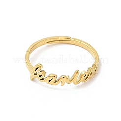 Ion Plating(IP) 304 Stainless Steel Word Adjustable Ring&nbsp;RJEW-L107-031G