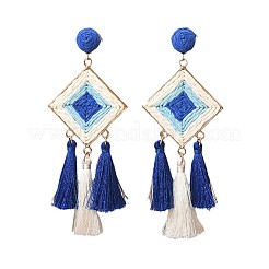 Bohemian Alloy Raffia Tassel Dangle Earrings for Women&nbsp;WG6F946-03