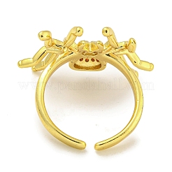 Rack Plating Brass Micro Pave Cubic Zirconia Spider Open Cuff Rings for Women&nbsp;RJEW-I104-24G
