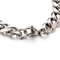 Tarnish Resistant 304 Stainless Steel Curb Link Chain ID Bracelets&nbsp;X-STAS-M175-07P