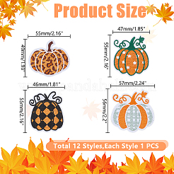 12Pcs 12 Styles Pumpkin Polyester Computerized Embroidery Cloth Iron on/Sew on Patches&nbsp;PATC-HY0001-97