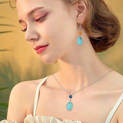 2 Strands Flat Oval Synthetic Turquoise Stone Beads Strands&nbsp;TURQ-NB0001-10
