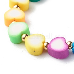 Handmade Polymer Clay Heart Beads Stretch Bracelets&nbsp;BJEW-JB06560-02