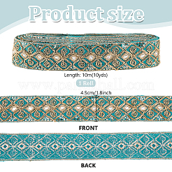 Ethnic Embroidered Polyester Sequins Trim Ribbon&nbsp;OCOR-WH0070-136A