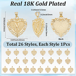 26Pcs 26 Styles Rack Plating Brass Pendants&nbsp;KK-SC0006-13