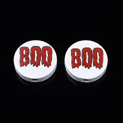 Halloween Printed Natural Wood Beads&nbsp;WOOD-T021-101
