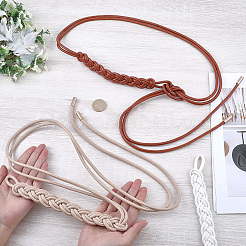 3Pcs 3 Colors PU Leather Rope Knot Tie Waist Belly Belts for Women&nbsp;AJEW-CL0003-71A