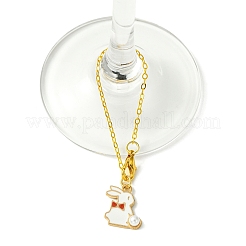 Alloy Enamel Rabbit Cup Pendant Decorations&nbsp;HJEW-JM01753-02