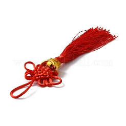 Polyester Knitting Chinese Knot Tassel Pendant Decorations&nbsp;HJEW-WH0068-06