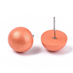 Pearlized Half Round Schima Wood Earrings for Girl Women&nbsp;EJEW-N048-001-12