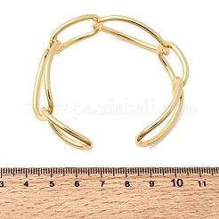 Brass Large Oval Link Chain Cuff Bangles for Women&nbsp;KK-CBACA61-04G