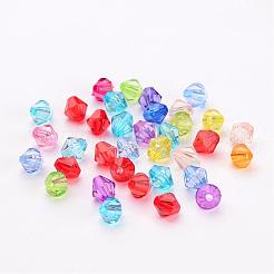 Mixed Color Chunky Dyed Transparent Acrylic Faceted Bicone Spacer Beads for Kids Jewelry&nbsp;X-DBB6mm