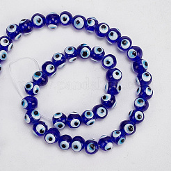 1 Strand Handmade Evil Eye Lampwork Beads Strands&nbsp;LAMP-DR0001-01A